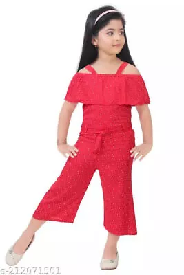 Fancy Kids & Girls Rayon Red Latest Jumpsuits Romper Partywear  Pants Trousers • $32