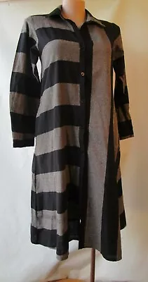 Zanzea Long Dress Size 16 Grey Black Striped Cotton Long Sleeve  • $17.95