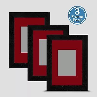 Black Photo Frame 6x4 X3 MULTI PACK Incl Dark Red Mount 3.5x2.5 ACEO Art Print • £20.50