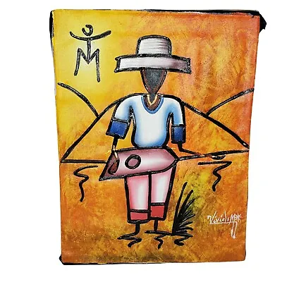 Mexican Folk Art Boy Canvas Oil Painting Guitar String Instrument 12  X 16  • $42.46