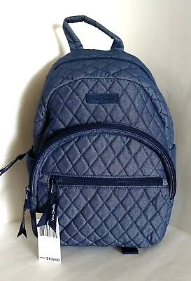 NWT Vera Bradley Essential Compact Backpack Bag In Moonlight Navy Blue Denim • $69.99