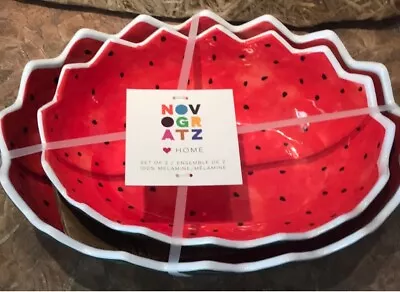 Novogratz Set Of TWO Watermelon Melamine Nesting Serving Bowls 14” & 12” NWT • $36.95