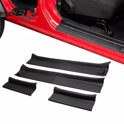 Door Sill Guards Kit Black Rubber Door Entry Guards For 18-23 Jeep Wrangler JL • $26.39