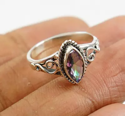 925 Solid Sterling Silver Rainbow Mystic Topaz Gemstone Handmade  Ring Gift. • $19.82