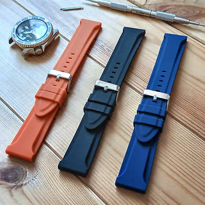 Rubber Watch Strap Divers Band Silicone | 18mm 20mm 22mm • £7.95