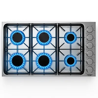 36 Inches Gas Cooktop Stainless Steel Built-in Stovetop With 6 Sealed Burners • $349.98