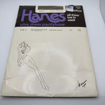 Vintage Hanes Ultra Sheer Pantyhose Size C Sandalfoot (New And Sealed) • $14.99