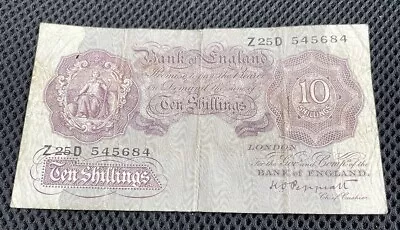 1940 Peppiatt Emergency Issue 10/- Ten Shilling Banknote Z25D Prefix Fair/Good • £0.99