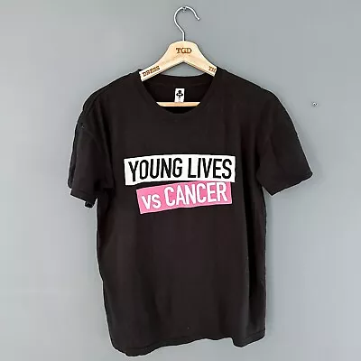 Ladies Black Young Lives Vs Cancer Charity Print T-Shirt Top Size M 10-12 • £1