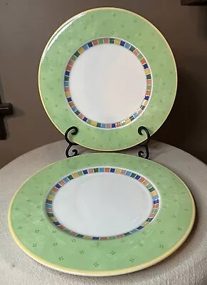 Set Of 2 Villeroy & Boch Twist Alea Verde 10 3/4  Dinner Plates MINT NEW • $64.95