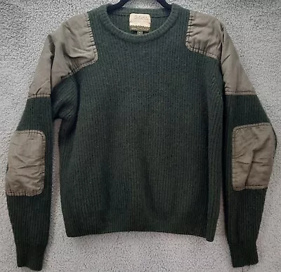 Cabela's Outfitter Series Men's XL Reg Green Lambswool Elbow Patch Knit Sweater • $39.99