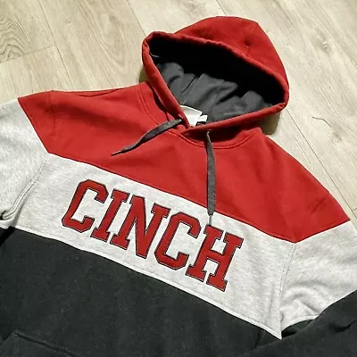 CINCH Pullover Men's Western Hoodie Sz M Drawstring Colorblock Front Logo EUC. • $27.95