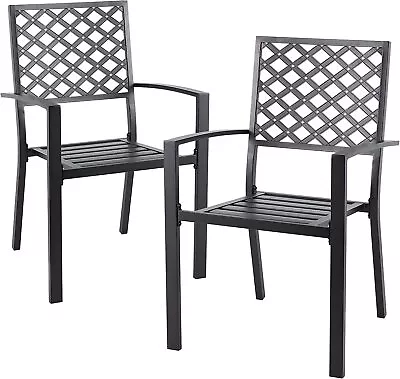 Garden Chairs Outdoor Dining Chair Stackable Metal For Bistro Backyard Garden • £189.99