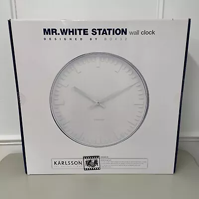 £39 • Buy New BNIB Karlsson White Station 51cm Dia Large Wall Clock Chrome Surround RRP£92