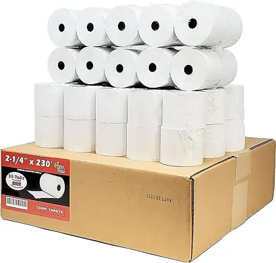 2 1/4  (57MM) X 230' THERMAL POS RECEIPT CASH REGISTER PAPER 50 ROLLS BPA FREE • $57.89