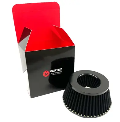 Short Slim Cone Air Filter Adjustable Inlet 3 3.5 4 Inch SHORTY PRO VORTEX BLACK • $26.99