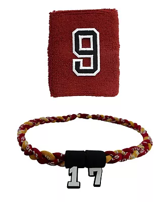 CUSTOM Wristband Sweatband Maroon Gold 20 Inch Baseball Necklace Combo • $19.99