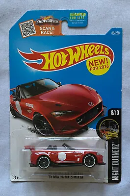 Hot Wheels 2016  '15 Mazda MX-5 Miata Night Burnerz Diecast Car 8/10 New 88/250 • $11.99