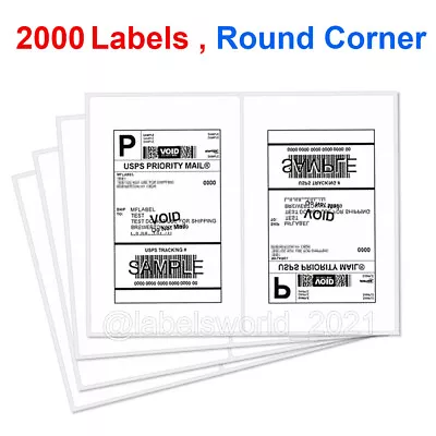 2000 Mailing Shipping Labels 8.5 X5.5  Round Corner Half Sheet Self Adhesive US • $67.95