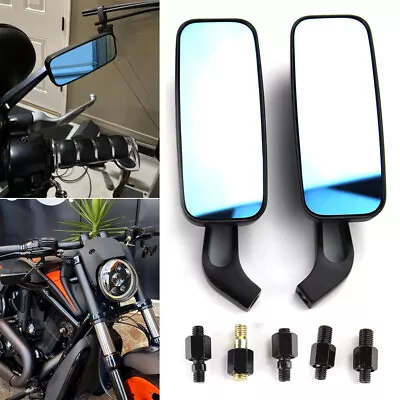 Black Rectangle Motorcycle Mirrors For Harley Cruiser Bobber Chopper Softail US • $20.53