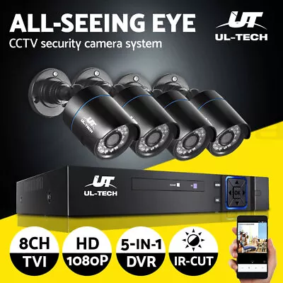 UL-tech CCTV Home Security System 8CH DVR 1080P Camera Outdoor Day Night IP Kit • $135.95