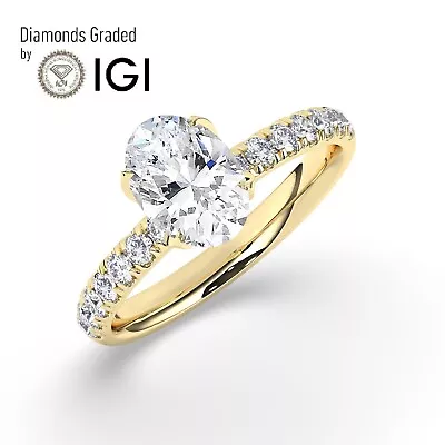 Oval Solitaire Hidden Halo 14K White Gold Engagement Ring2.00 Ct Lab-grown IGI • $2080