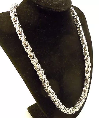 Men's Byzantine Box Chain Necklace Heavy Duty Stainless Steel 8 Mm 60 Cm Long   • £18.97