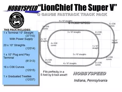 LIONEL FASTRACK LIONCHIEF SUPER V TRACK PACK LAYOUT 5' X 9' O GAUGE Train NEW • $254.01