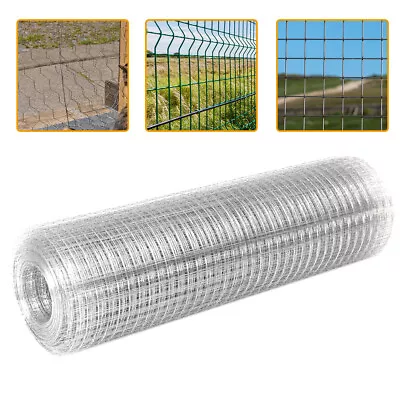 Galvanized 5-50m PVC/Metal Coated Poultry Netting Welded Wire Chicken Fence Mesh • £15.95