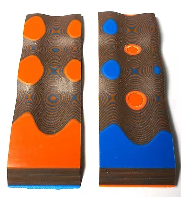  G10 1/4 .250 6X2 SAFETY ORANGE / BLUE LAYERED KNIFE HANDLE MATERIAL 2 Pcs • $12.99