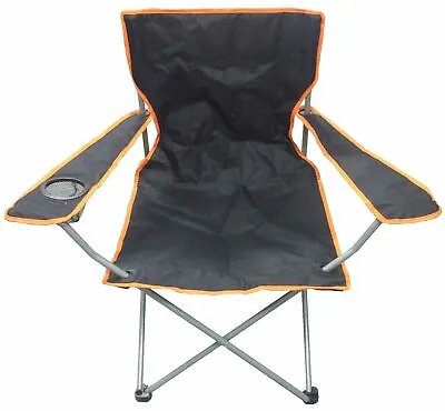 Black Lightweight Chair Folding Captains Seat For Camping Fishing Beach • £13.59