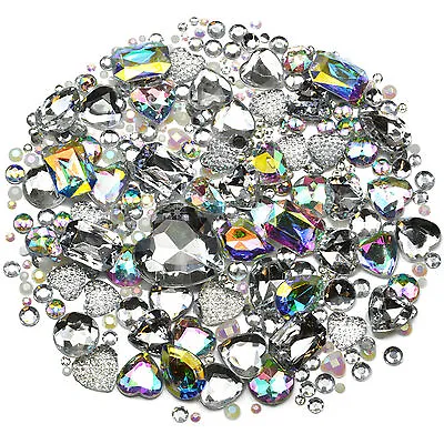 ICE Mix/Set Of Gems Rhinestones Diamantes Crystal Embellishments Craft Decoden • £1.99