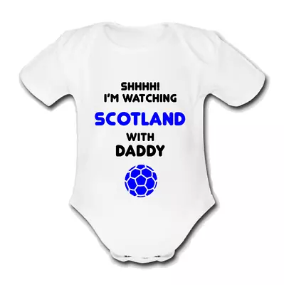 SCOTLAND Babygrow Baby Vest Grow Gift Watching With Daddy Etc Football ROW • £9.99