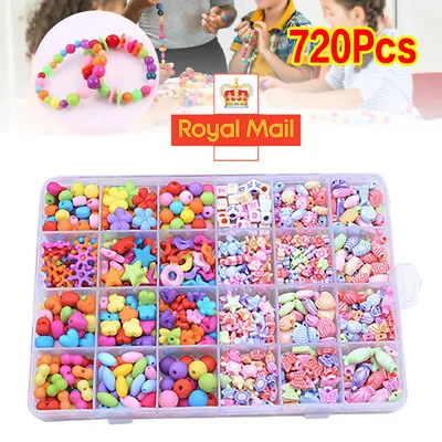 720X DIY Bracelet Arts Craft Make Own Beads Girls Kids Jewellery Making Kit W • £5.59