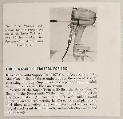 1953 Print Ad Magazine Photo Wizard Super 10 Outboard Motors Kansas CityMO • $8.78