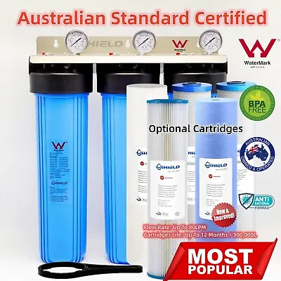 $675 • Buy 20  X 4.5  Triple Big Blue Whole House Water Filter System 3 Stages  5 1 Micron 