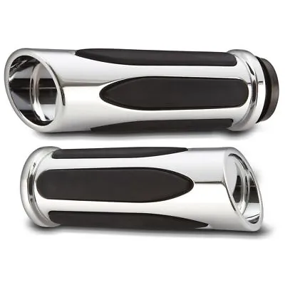 Arlen Ness Deep Cut Chrome Soft Touch Comfort Hand Grips Harley Throttle By Wire • $152.95