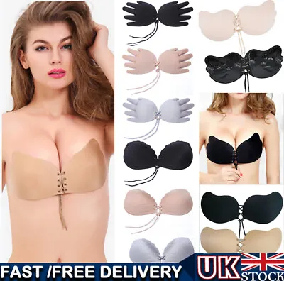 £4.99 • Buy Strapless Backless Silicone Bra Push Up Self Adhesive Invisible Lace Stick On UK