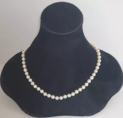 Vintage Mikimoto Akoya 18  7-7.5mm Pearl Necklace 14k White Gold Clasp • $2000