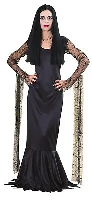 Morticia Addams Family Gothic Vampire Witch Fancy Dress Halloween Adult Costume • $58.95