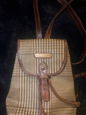 Polo By Ralph Lauren Vintage Mini Houndstooth Leather Sling Backpack • $80