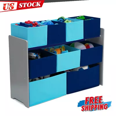 Kids Deluxe Multi-Bin Toy Organizer W/ 9 Storage Bins Box Playroom Rack Basket • $33.22