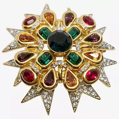 50% OFF! Kenneth Lane Large Glitzy Starburst Brooch With Faux Jewels • $197