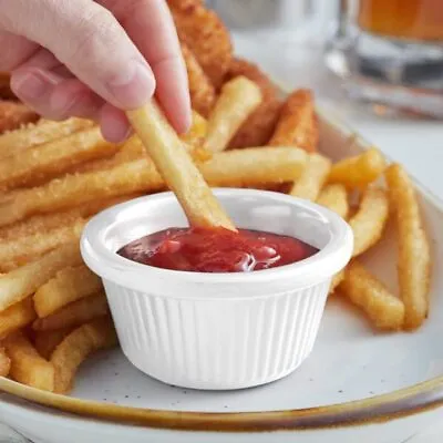 12x Melamine Tableware Fluted Ramekin Condiment Pots Sauce Ramekins Dip Bowls • £6.99