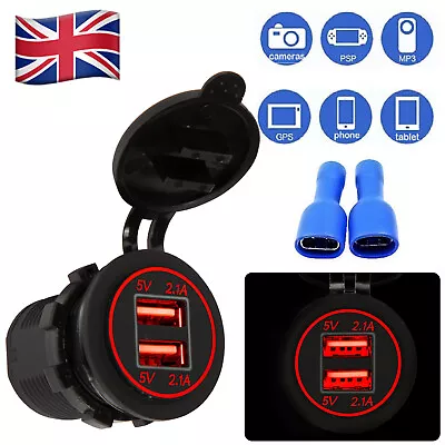 12V 4.2A Dual USB Charger Socket Power Outlet Adapter For Car Boat Marine Mobile • £5.89