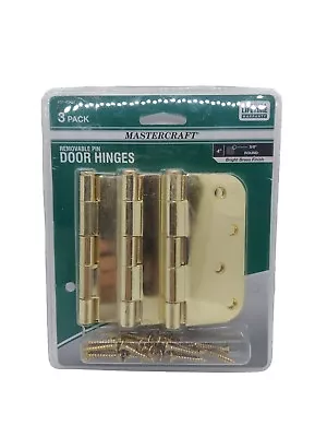 Mastercraft Door Hinges 4  Brass Finish 5/8  Radius Rd - 1 3pk • $3.49