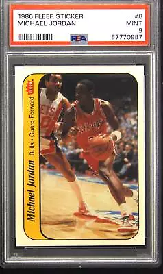 1986 Fleer Sticker #8 Michael Jordan Rookie RC PSA 9 • $196.50