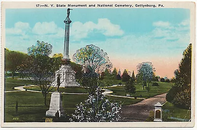 1915 Gettysburg PA New York State Monument National Cemetery Civil War Postcard • $6.99