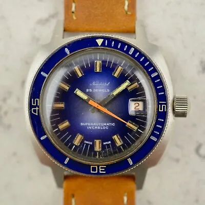 C.1960 Vintage Neuchâtel SuperAutomatic Bakelite Bezel Divers Watch In Steel • $2300