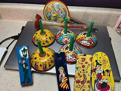 LOT OF 11 VINTAGE US TIN LITHO NEW YEARS EVE PARTY NOISE MAKERS 50’s/60’s • $14.99